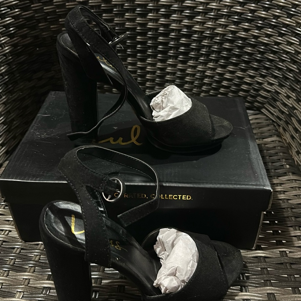 Lulus Priya Black Suede Platform Ankle Strap